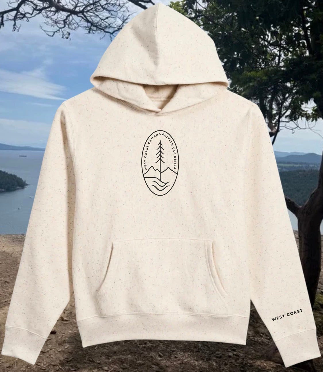 Ivory Speckle West Coast British Columbia Hoodie | Lincoln&Grae