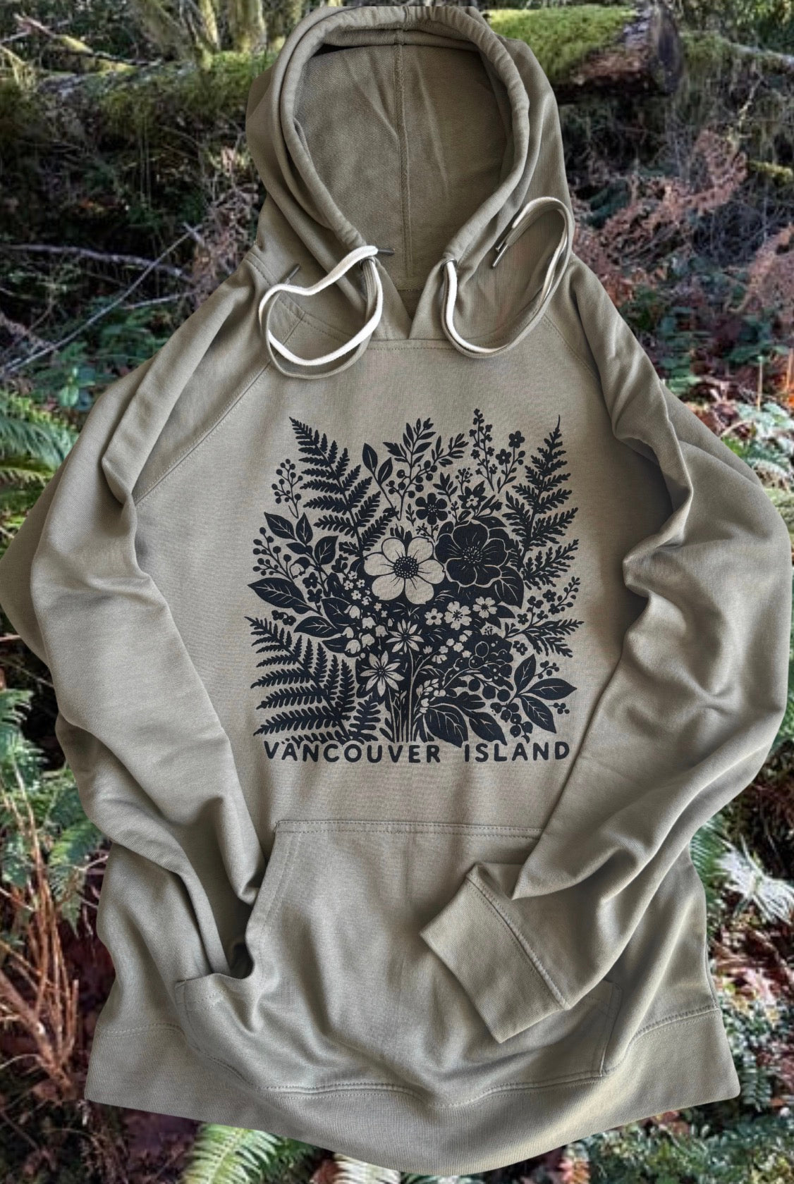 Vancouver Island Fern and Flower Lightweight Hoodie