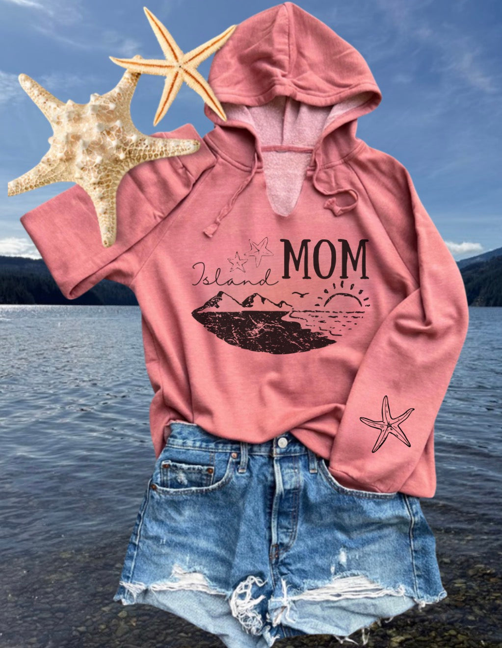 Island Mom V-Neck Hoodie