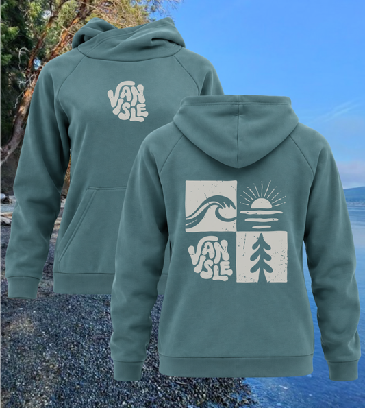 Women’s Crossover Scuba Neck Van Isle Retro Hoodie | Lincoln&Grae