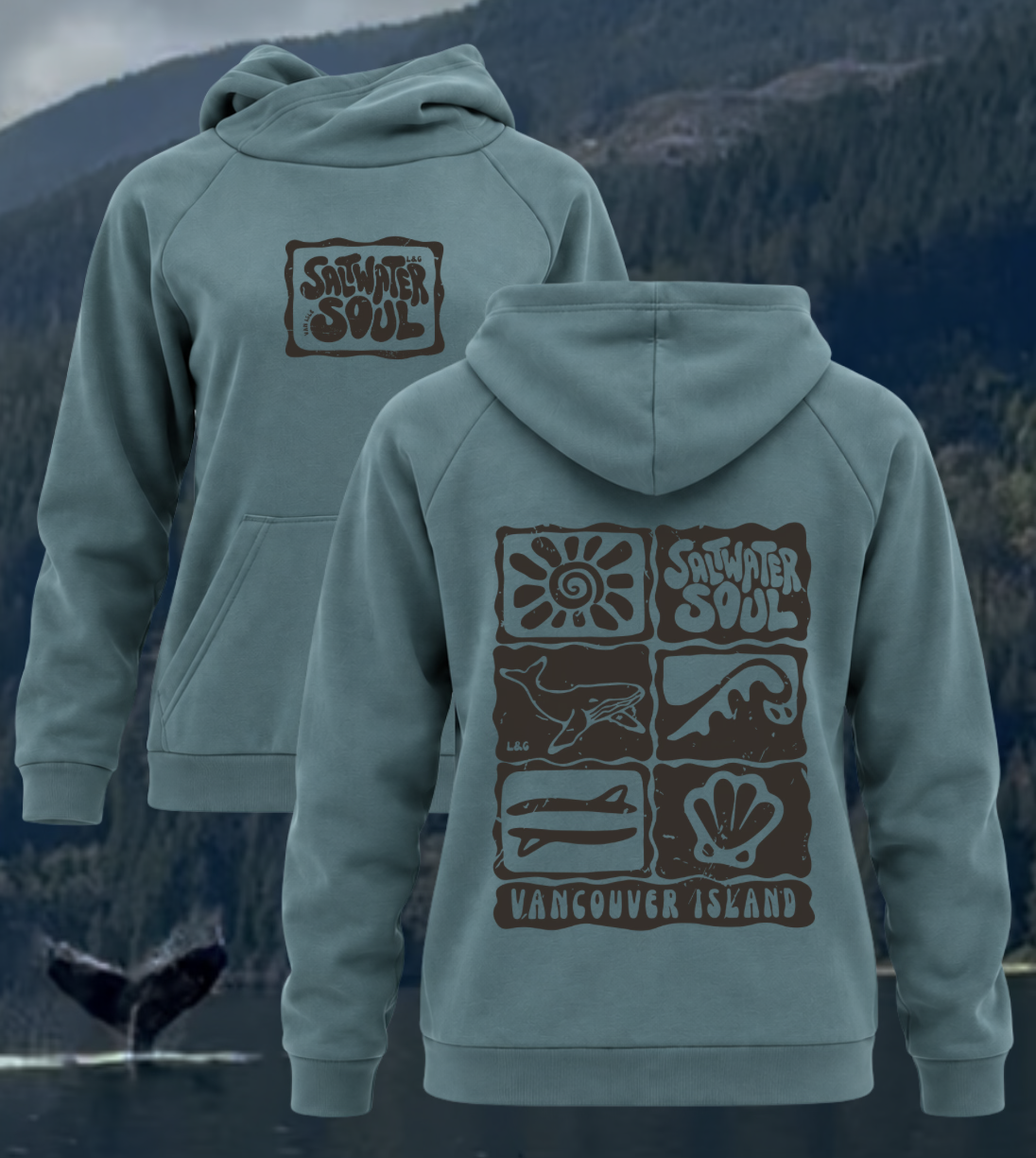 Women’s Crossover Scuba Neck Saltwater Soul Hoodie | Lincoln&Grae